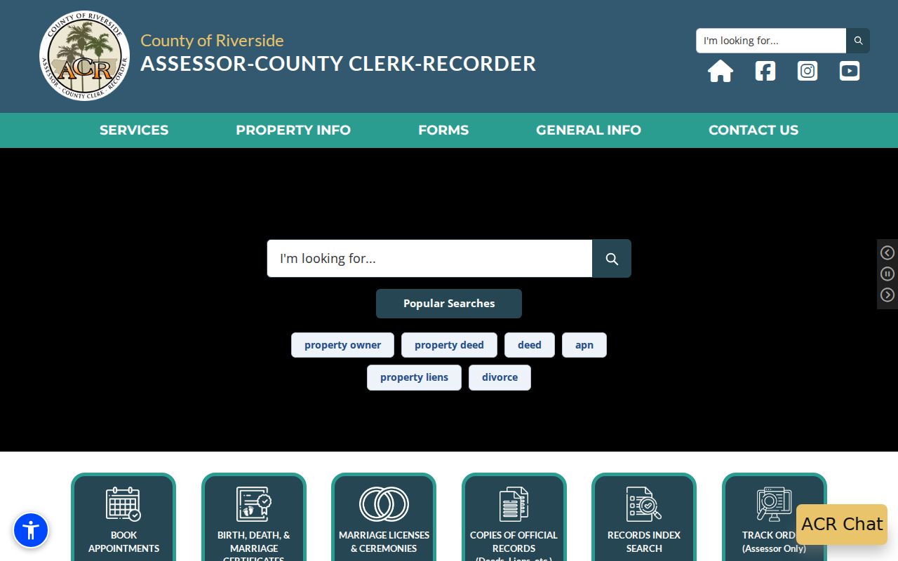 Desert Hot Springs residents directory view of Riverside County records services