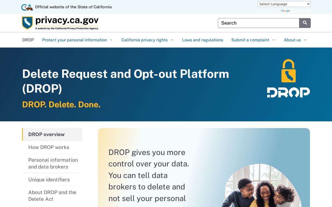 Desert Hot Springs neighbors California DROP deletion portal