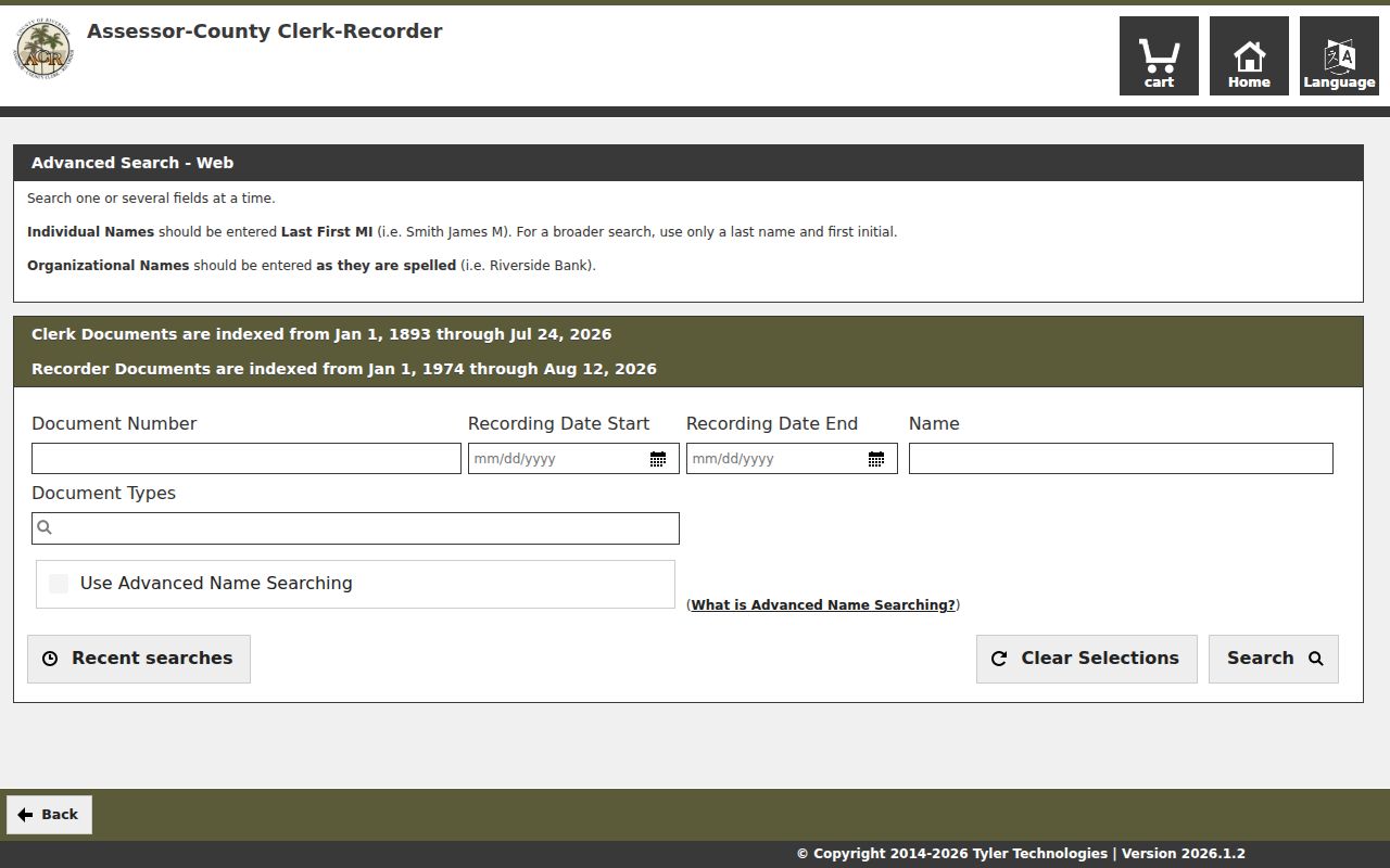 Desert Hot Springs previous residents advanced recorder document search