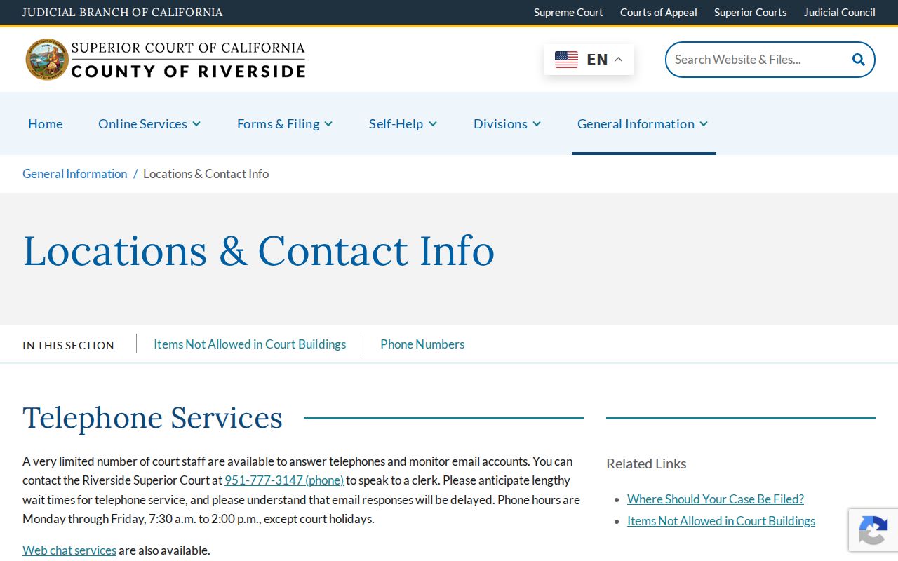 Desert Hot Springs resident lookup Riverside courthouse locations